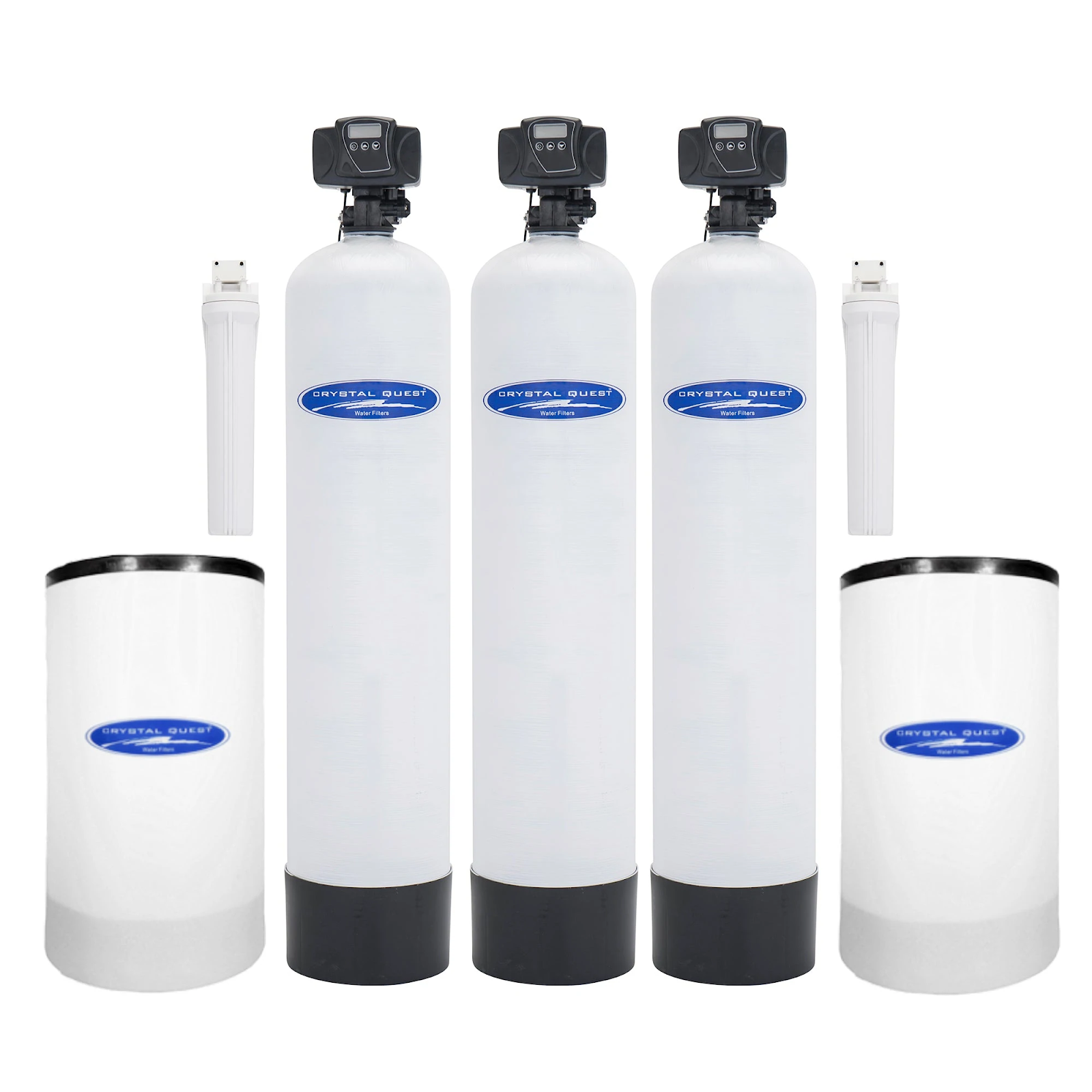 Whole-house water softeners