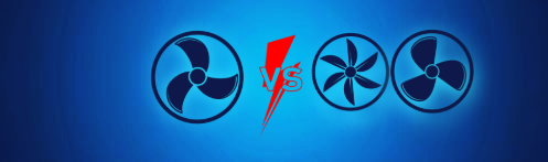 The image shows an image of a single stage fan vs a graphic of a dual stage fan